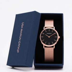 Caja de Regalo Rígida de Dos Piezas para Reloj, Negra Mate, de Cartón con Materiales Reciclados, Tapa Personalizada con Laminado Mate, Suministro de Fábrica - Product Image 1