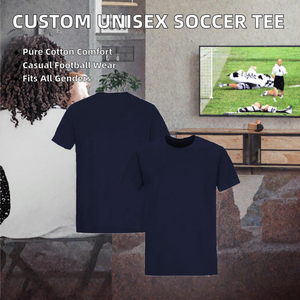 Unisex <b>Navy</b> <b>Blue</b> Jersey Fabric 230g Short Sleeve Crew Neck Casual T-<b>Shirt</b> with Pattern Tops - Product Image 2