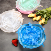 Couvercles extensibles en silicone pour la cuisine, couvercles de bols, couvercles élastiques en silicone, adaptables universels, 6 pièces