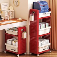 Meuble de rangement scolaire moderne en plastique, multi-niveaux, mobile, petit chariot, pour dortoir étudiant, armoire de rangement pour livres, facile à nettoyer