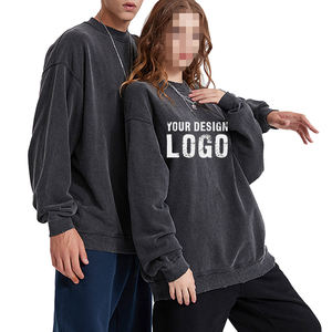 Sudadera de Hombre de Alta Calidad, Cuello Redondo, Estilo Vintage Lavado, Informal para Exteriores, Holgada, con Hombros Caídos - Product Image 5