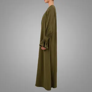 Robe longue ample personnalisée du Moyen-Orient Robe longue musulmane fermée Abaya pour femmes