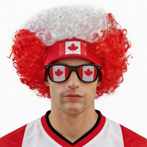 HLC ODM Peluca Afro para Fanáticos del Equipo Nacional de Fútbol de Portugal y Bélgica, Accesorio para la Cabeza con Cabello Rizado y Gafas de Sol, Artículos Promocionales para Deportes y Eventos - Product Image 5