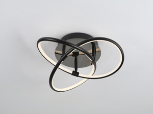 <b>Modern</b> Round <b>LED</b> <b>Ceiling</b> <b>Light</b> Black Aluminum Ring Design 3500K Warm White E27 Base Easy Installation for Living Room - Product Image 2