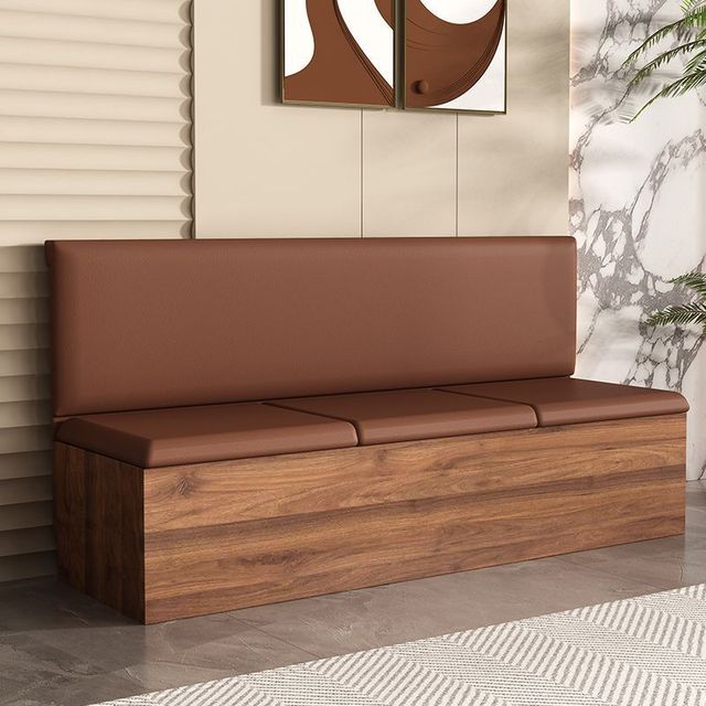 Solid Wood Dining Room Booth Sofa Against the Wall Commercial Restaurant Sofa Dining Hall bar Storage New Style Booth Sofa