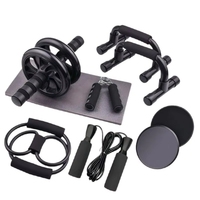 Kit Complet d'Entraînement Abdominal avec Support de Push-Up, Roue, Mini Tapis, Bande de Résistance, Corde à Sauter, et Poignée de Musculation - Renforcez votre Core