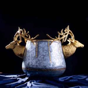 Poignée de tête de cerf en laiton pour décor de fête de mariage meilleur vendeur ferme rustique Vintage galvanisé fer Champagne seau à glace - Product Image 2