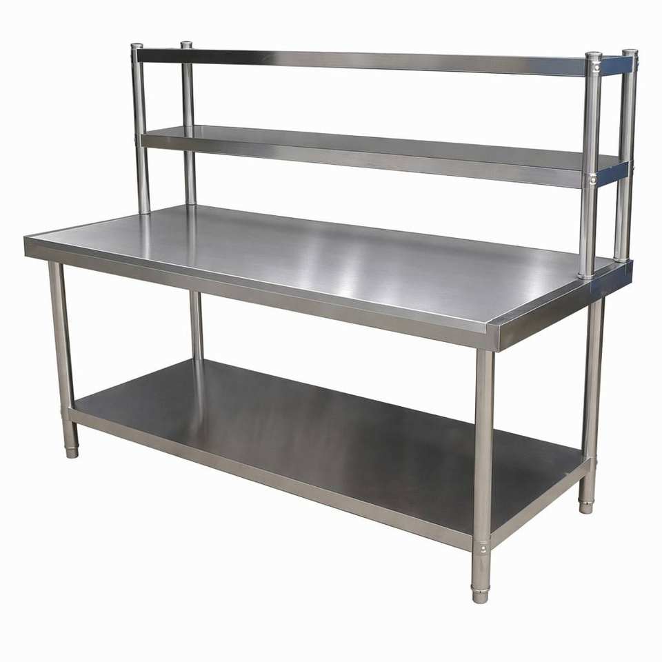 Stainless Steel Commercial Kitchen Workbench Table Sliding Door Storage ...
