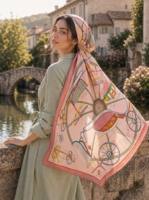 LUCKY FABRIC OEM Foulard carré décontracté personnalisé en 100% soie de mûrier à imprimé numérique motif dessin animé 65*65cm |   Foulard vintage pour femmes