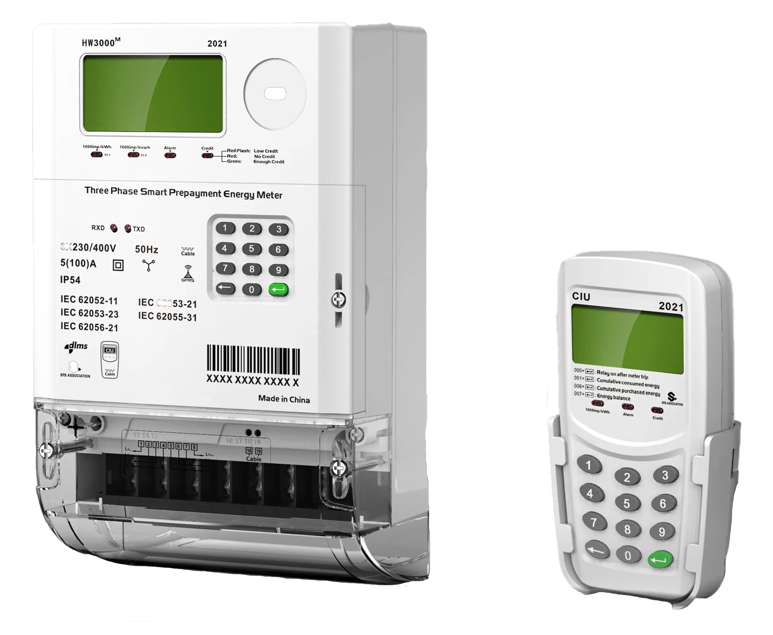 YUANKY HW3000 three phase prepaid energy meter prepaid electricity meter with PLC-CIU ,without GPRS
