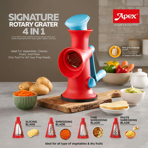 ANAX Râpe Rotative Pliable 4-en-1 Manuel pour Légumes/Fruits/Fromage, Lames en Acier Inoxydable PP, Compatible Lave-Vaisselle, Outil de Cuisine - Product Image 2