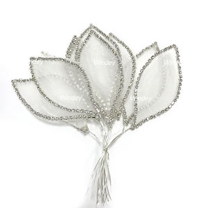 定制颜色水晶工艺欧根纱剪叶花花瓣带水钻链贴花，适用于派对舞会礼服 - Product Image 3