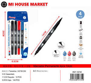 Penna CD a doppia punta Plomy, 4 pezzi, inchiostro permanente nero, blu, rosso, per la scrittura su CD, materiale scolastico per ufficio - Product Image 1