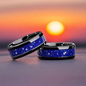 Tryme Anello in Acciaio Inossidabile 8MM da Uomo, Anello con Stelle, Regalo di <span class=keywords><strong>San</strong></span> <span class=keywords><strong>Valentino</strong></span> per <span class=keywords><strong>Marito</strong></span> - Product Image 5