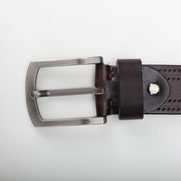 Ceinture en cuir de vachette de style vintage avec boucle en alliage à double ligne, largeur 3,8 cm, plusieurs couleurs, classique et attrayante