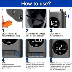 Nuevo Compresor de Aire Portátil Inalámbrico de 12V para Auto con Manómetro Digital ABS y Apagado Automático, Monitor de Presión de Neumáticos para Auto y Bicicleta - Product Image 6
