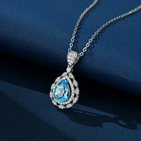 Colliers en argent sterling 925 avec pendentif ovale en topaze naturelle, colliers en pierres précieuses en forme de goutte d'eau pour femmes, vente en gros YBO