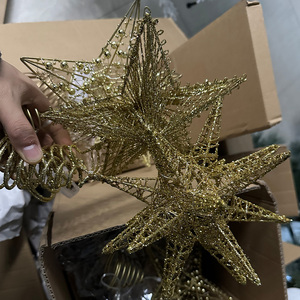 Nuovo arrivo Topper albero di natale illuminato stella Tree Topper con LED rotante stella proiettore luce 3D Glitter stella - Product Image 4