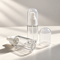 Flacon pompe pulvérisateur PET compact en forme de capsule pour cosmétiques et soins de la peau, 60ml, 80ml, 100ml, 120ml, 150ml, personnalisable avec logo