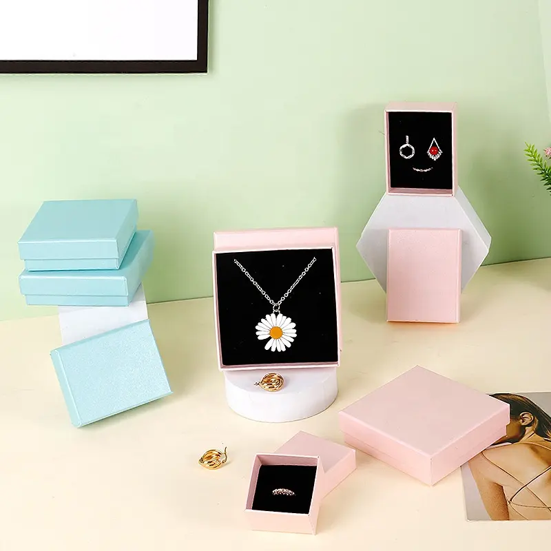 A1 Coloful vente en gros cadeau en carton bijoux pendentif collier boîte de papier bijoux boîte d'emballage cadeau