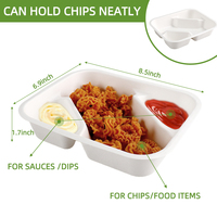 Porte-croustilles à nachos portable à 2 compartiments, plateaux à fromage, bagasse de canne à sucre, contenants à nachos de 12 oz pour soirée cinéma