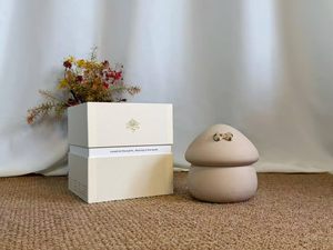 Urna Conmemorativa Ecológica Hecha a Mano de Cerámica con Forma de Casa de Hongos, Hermética, para Guardar Cenizas y Pelo de Mascotas, para Funerales de Perros y Gatos - Product Image 2