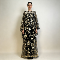 Abaya élégante de luxe pour adultes, en polyester et dentelle, à manches longues, avec accents dorés, pour le printemps et l'automne, mode du Moyen-Orient, Dubaï