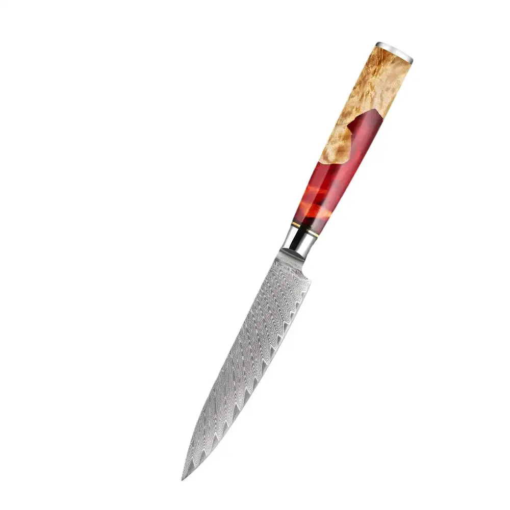 XITUO Damascus Utility Knife 5 Inch Sharp Edge Damascus Steel Chef Knife Ergonomic Hander 67-Layer Forged Blade Kitchen Knife