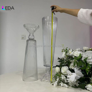 LEDA Hot Selling Wedding Centerpieces Glass Flower Stand Home Decor Events <b>Table</b> Ripple Clear Glass Vase - Product Image 6