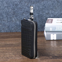 Peau de vache Crocodile en cuir véritable porte-clés universel fermeture éclair Mini clé de voiture portefeuille mode impression accessoire pour hommes et femmes
