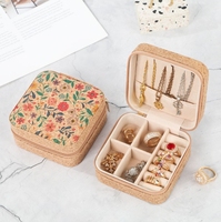 Nouvelle boîte à bijoux haut de gamme en liège rétro, boucles d'oreilles pour femmes, colliers, bagues, boîte de rangement d'accessoires, boîte à bijoux portable exquise