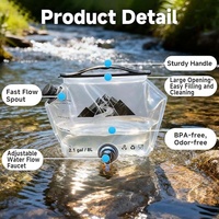 Sac à liquide portable avec bec verseur transparent pour boissons, personnalisé, extérieur, 1L-12L, poignée pliable, avec emballage imprimé en flexo