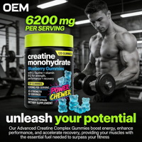 Gummies de créatine complexe 5000mg avec L-Taurine 1000mg et Vitamine B12 – Complément pour la croissance musculaire, l'énergie et la récupération post-entraînement pour hommes