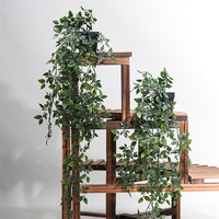 SAISON 80CM Künstliche hängende Bonsai-Pflanzen Grün Datura Vine Faux Plastic Hängende Topfpflanzen für die Inneneinrichtung