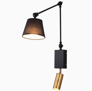 Applique murale à bras articulé avec spot LED pour lecture, couleur noire, réglable, éclairage domestique - Product Image 1