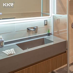 מלאכותי אבן יהירות למעלה מוצק משטח אמבטיה השיש עם משולב כיורים - Product Image 6