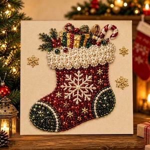 Kit de peinture perlée DIY Père Noël, toile à huile multicolore, décoration de Noël faite à la main - Product Image 2