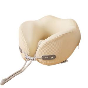 Oreiller en mousse à mémoire de forme en U, portable, pour le voyage, soutien du cou, beige, gris, bleu clair, bleu foncé, couleur unie, pliable, pour avion - Product Image 4