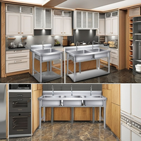 Évier commercial extra-large à trois compartiments en acier inoxydable personnalisable pour cuisines, restaurants et espaces publics