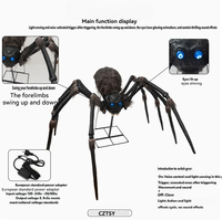 Décoration d'Halloween : Araignée géante lumineuse de 1,85 m à détection électrique, simulation réaliste, mobile, pour une ambiance terrifiante