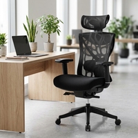 Chaise de bureau ergonomique de direction moderne de luxe commerciale à dossier haut avec soutien lombaire réglable en maille