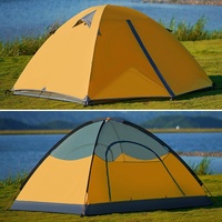 Tenda Pendakian Gunung Ringan, Tenda Camping Nilon Berlapis Silikon Dua Lapis untuk Penggunaan di Pegunungan, Tahan Hujan, 2-Orang