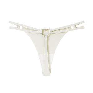 White Seamless Low Rise Thong Panties Double <b>Thin</b> Waistband Heart <b>Ring</b> Women Underwear Quick Dry - Product Image 1