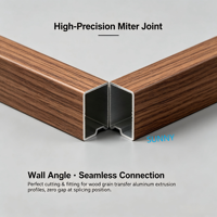 Usine T5 T6 6061 angle mural en aluminium carré rond en forme de I rail en aluminium grain de bois extrusion personnalisée profil en aluminium