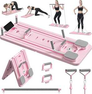 Rosa regolabile leggero pieghevole Pilates Reformer Set multiuso attrezzature per il Fitness palestra casa portatile allenamento - Product Image 1