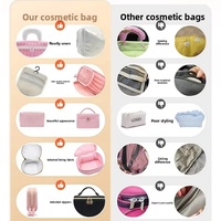 Sac cosmétique en PVC transparent givré imperméable avec logo personnalisé, fermeture éclair, trousse de toilette de voyage, ensemble de trousse de toilette pour femmes, noir, rose, blanc, bleu