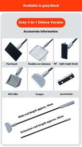 Efficiënte Plastic Zonder Dode Hoek Aquariumreinigingsset 5-In-1 Lange Handvat Algenverwijdering Multifunctioneel Aquariumreinigingstool - Product Image 6