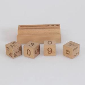 Calendario de escritorio de madera ECHO de 134 mm x 76 mm x 33 mm, calendario de mesa perpetuo con impresión digital para el hogar, la oficina, regalo decorativo - Product Image 4