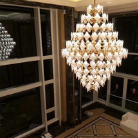 Villa duplex escalier lustre suspension Art feuilles bar hôtel maison décor moderne haut plafonnier