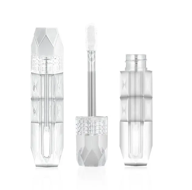 Custom design easy to carry 2g capacity crystal diamond shape AS PETG mini lip gloss tube